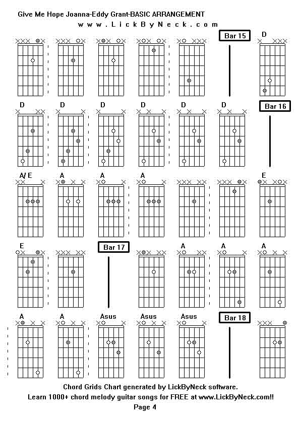 Chord Grids Chart of chord melody fingerstyle guitar song-Give Me Hope Joanna-Eddy Grant-BASIC ARRANGEMENT,generated by LickByNeck software.